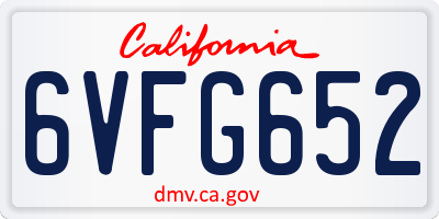 CA license plate 6VFG652