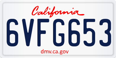 CA license plate 6VFG653
