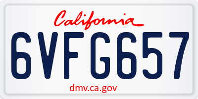 CA license plate 6VFG657