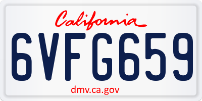 CA license plate 6VFG659