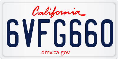 CA license plate 6VFG660