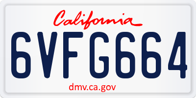 CA license plate 6VFG664