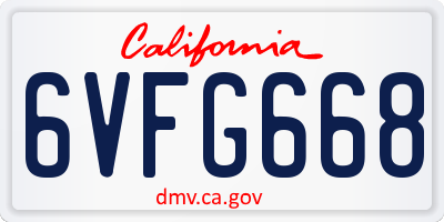 CA license plate 6VFG668