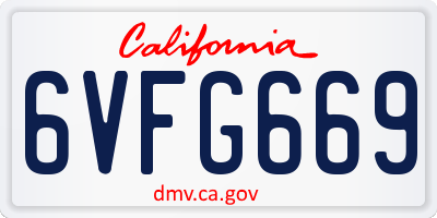 CA license plate 6VFG669
