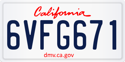 CA license plate 6VFG671