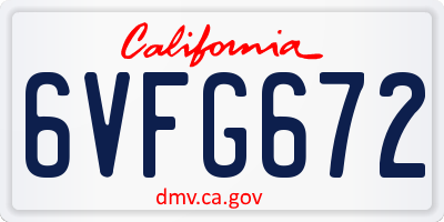 CA license plate 6VFG672