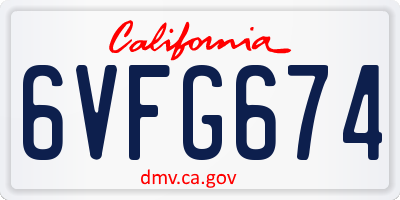 CA license plate 6VFG674
