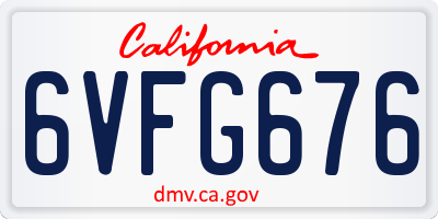CA license plate 6VFG676