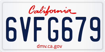 CA license plate 6VFG679