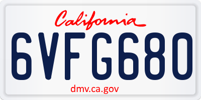 CA license plate 6VFG680