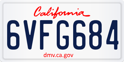 CA license plate 6VFG684