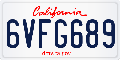 CA license plate 6VFG689