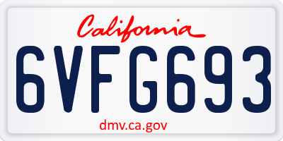 CA license plate 6VFG693