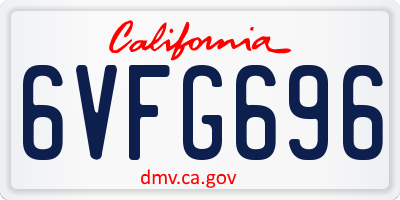 CA license plate 6VFG696