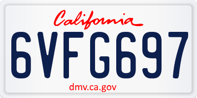 CA license plate 6VFG697