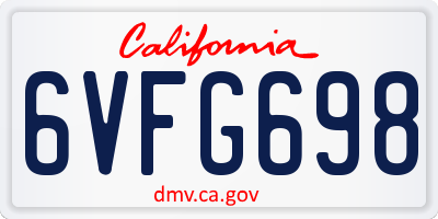 CA license plate 6VFG698