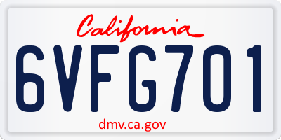 CA license plate 6VFG701