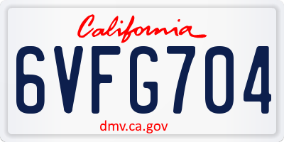 CA license plate 6VFG704