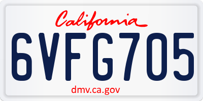 CA license plate 6VFG705