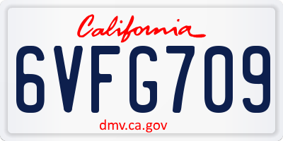 CA license plate 6VFG709