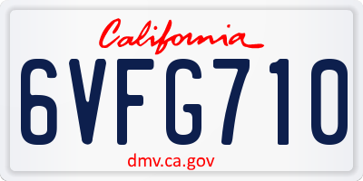 CA license plate 6VFG710