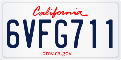 CA license plate 6VFG711
