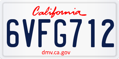 CA license plate 6VFG712