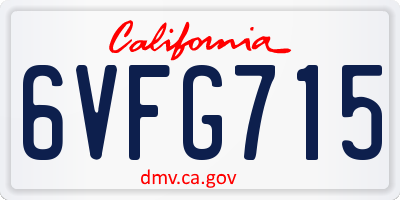 CA license plate 6VFG715