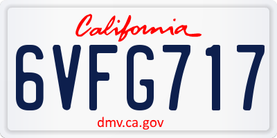 CA license plate 6VFG717