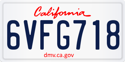 CA license plate 6VFG718