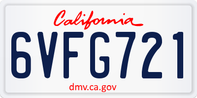 CA license plate 6VFG721