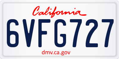 CA license plate 6VFG727