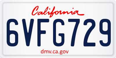 CA license plate 6VFG729