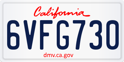 CA license plate 6VFG730