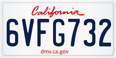 CA license plate 6VFG732