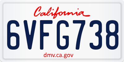 CA license plate 6VFG738