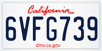 CA license plate 6VFG739