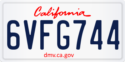 CA license plate 6VFG744