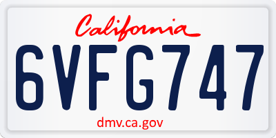 CA license plate 6VFG747