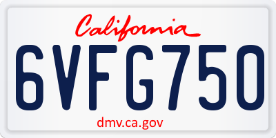 CA license plate 6VFG750