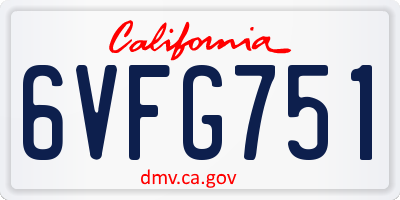 CA license plate 6VFG751