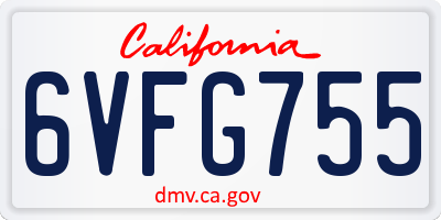 CA license plate 6VFG755