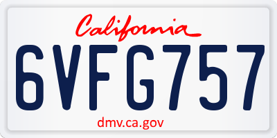 CA license plate 6VFG757