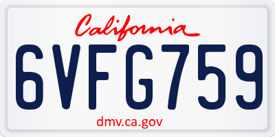 CA license plate 6VFG759
