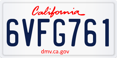 CA license plate 6VFG761