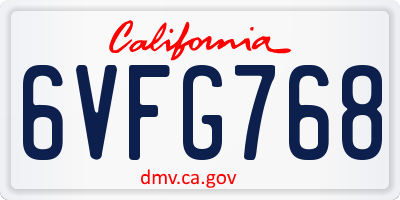 CA license plate 6VFG768