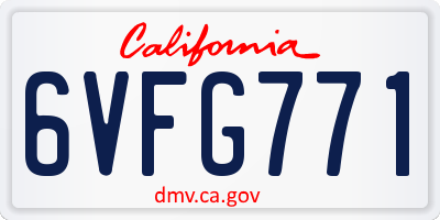 CA license plate 6VFG771