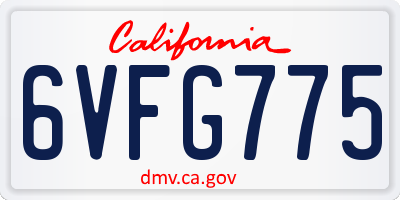 CA license plate 6VFG775
