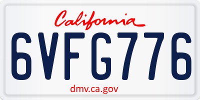 CA license plate 6VFG776