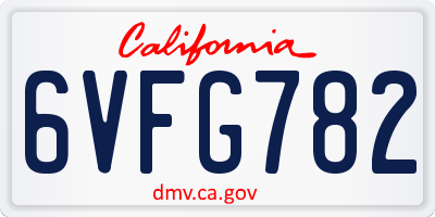 CA license plate 6VFG782
